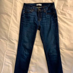 Loft Frayed Mid Rise Modern Straight Jeans